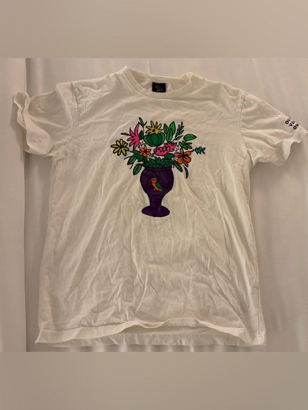 OVO (October’s Very Own) White Floral Vase Graphic Tee Small
